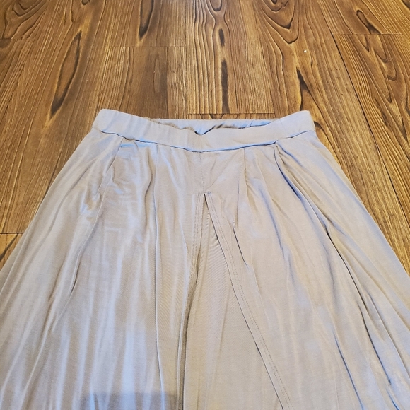 Entro Wide Leg Split Leg Pants Taupe Tan High Rise Boho Beach Neutral Stretch L - Picture 7 of 7